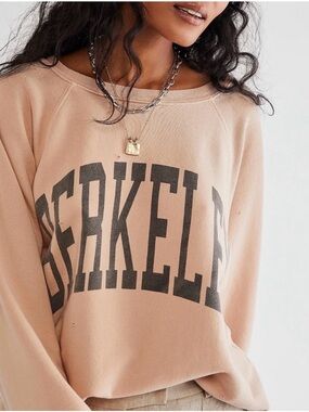 Free People Collegiate Berkeley Vintage Crewneck Sweatshirt, size S